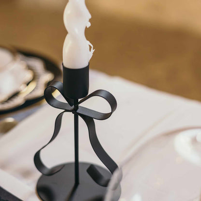 Candlestick Metal Bow Andréa Black 13×10x8