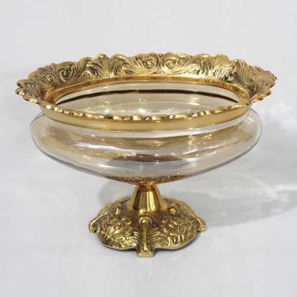 ΤΟΥΡΤΙΕΡΑ ΓΥΑΛΙΝΗ ΜΕ ΜΕΤΑΛΛΙΚΑ ΤΕΛΕΙΩΜΑΤΑ ΑΝΤΙΚΕ ΧΡΥΣΟ-ΜΕΛΙ ΓΥΑΛΙ 26x18x17