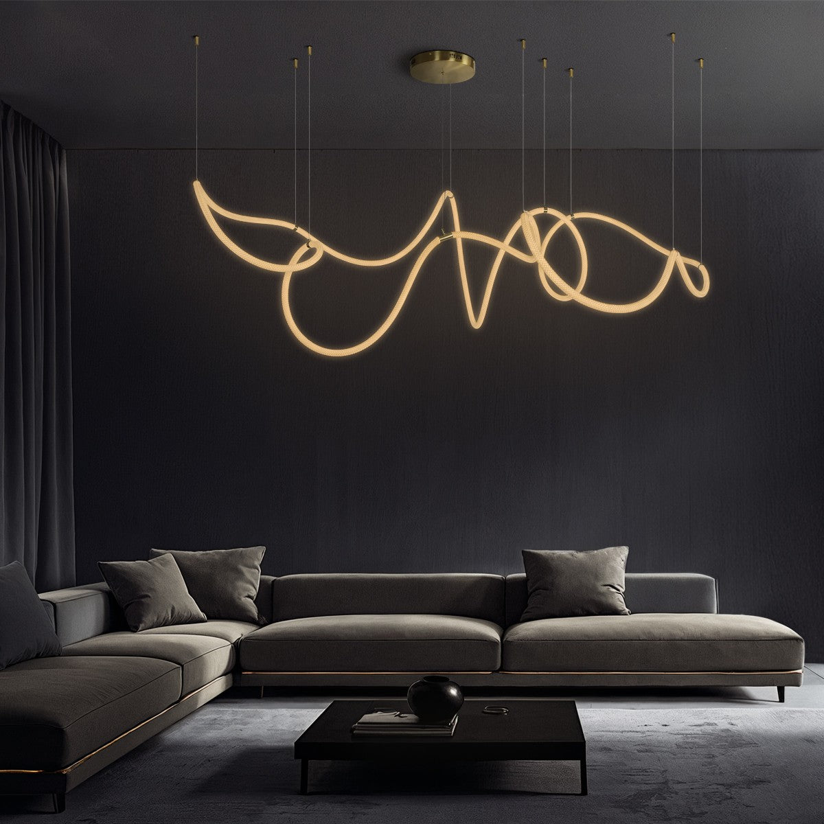 GLOW KLV-101-0158 Pendant LED Ceiling Light 105W 10500lm 360° AC 220-240V IP20 Adjustable White CCT with Remote Control from 2700K to 6000K Dimmable - Lumileds SMD Chip - Gold Platinum - L180 x W180 x H110