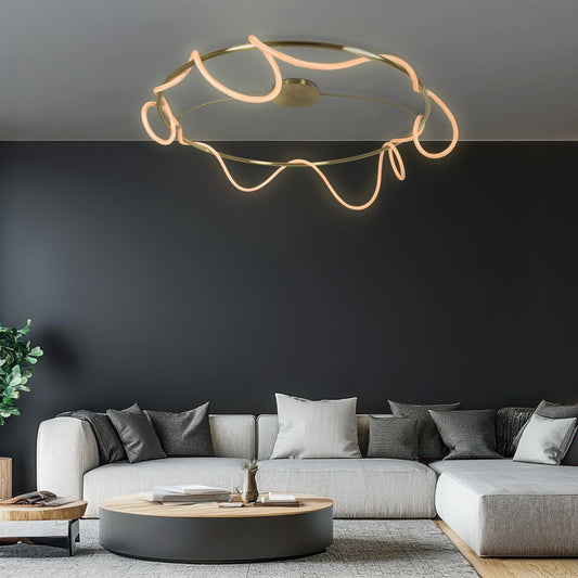 GLOW KLV-101-0151 Φωτιστικό Οροφής LED 89W 8900lm 360° AC 220-240V IP20 Ρυθμιζόμενο Λευκό CCT με Χειριστήριο από 2700K έως 6000K Dimmable - Lumileds SMD Chip - Χρυσό Πλατίνα - Μ150 x Π150 x Υ30