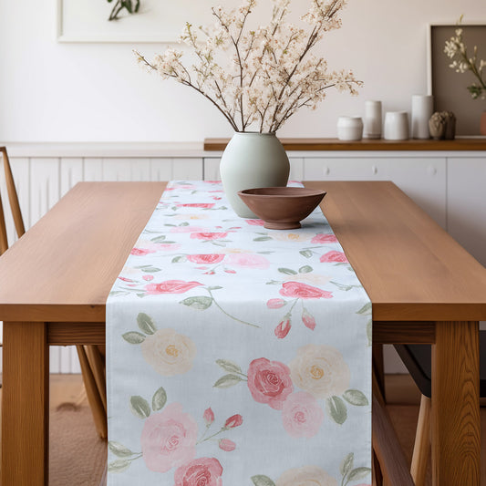 Ράννερ Τριαντάφυλλα Γαλάζιο Φόντο 32x250εκ