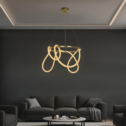 GLOW KLV-101-0163 Κρεμαστό Φωτιστικό Οροφής LED 58W 5800lm 360° AC 220-240V IP20 Ρυθμιζόμενο Λευκό CCT με Χειριστήριο από 2700K έως 6000K Dimmable - Lumileds SMD Chip - Χρυσό Πλατίνα - Μ80 x Π80 x Υ40