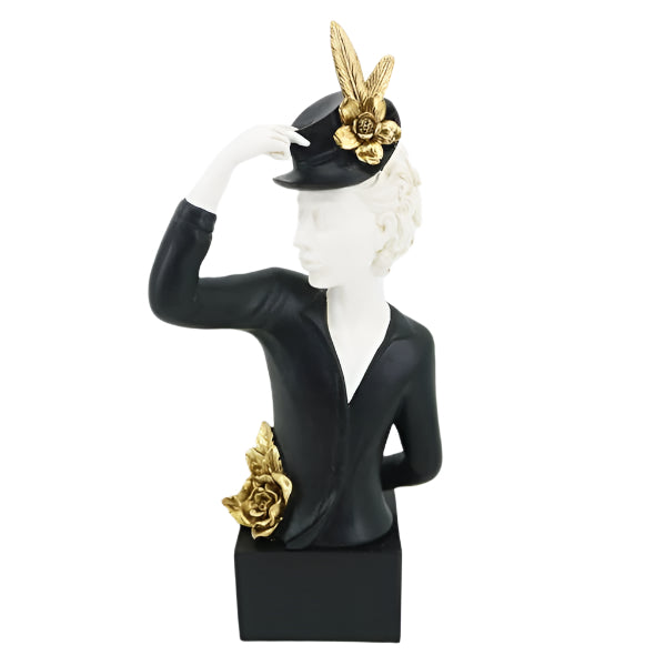 ΕΠΙΤΡΑΠΕΖΙΟ ΔΙΑΚΟΣΜΗΤΙΚΟ ΓΛΥΠΤΟ ΓΥΝΑΙΚΑ ΜΕ ΚΑΠΕΛΟ ΜΑΥΡΟ-ΛΕΥΚΟ-ΧΡΥΣΟ 17x11x37