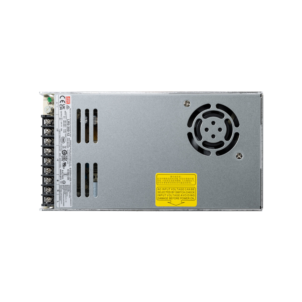 MEANWELL-LRS350-12 90784 Τροφοδοτικό/Μετασχηματιστής PELV 350W 29A DC 12V IP20 - AC 220-240V σε DC 12V / Ρυθμιζόμενo από DC 10.2V έως DC 13.8V - Μ21.5 x Π11.5 x Υ3