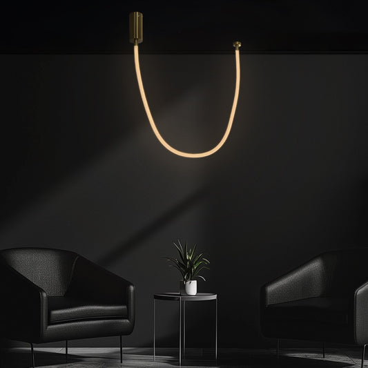 GLOW KLV-101-0155 Κρεμαστό Φωτιστικό Οροφής LED 27W 2700lm 360° AC 220-240V IP20 Ρυθμιζόμενο Λευκό CCT με Χειριστήριο από 2700K έως 6000K Dimmable - Lumileds SMD Chip - Χρυσό Πλατίνα - Μ90 x Π9 x Υ95