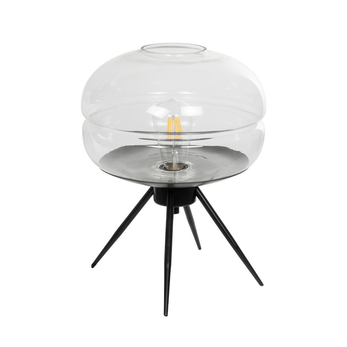 JAVAN 999-0036 Μοντέρνο Επιτραπέζιο Φωτιστικό Πορτατίφ με Ντουί 1 x E27 AC 220-240V IP20 - Διάφανο & Μαύρο - Μ30 x Π30 x Υ40