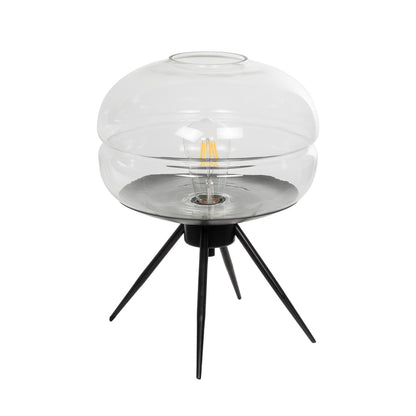 JAVAN 999-0036 Μοντέρνο Επιτραπέζιο Φωτιστικό Πορτατίφ με Ντουί 1 x E27 AC 220-240V IP20 - Διάφανο & Μαύρο - Μ30 x Π30 x Υ40