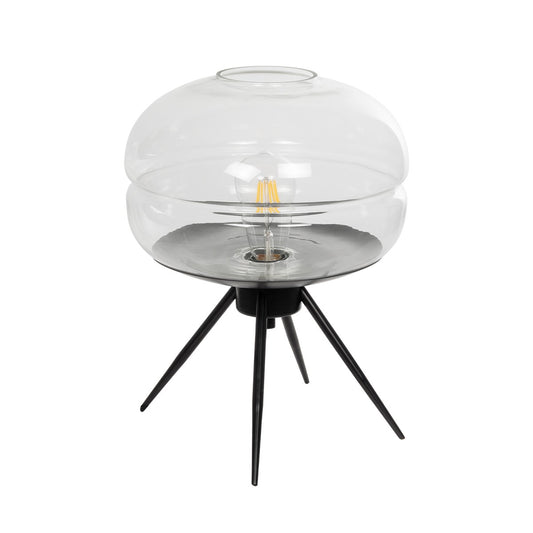 JAVAN 999-0036 Μοντέρνο Επιτραπέζιο Φωτιστικό Πορτατίφ με Ντουί 1 x E27 AC 220-240V IP20 - Διάφανο & Μαύρο - Μ30 x Π30 x Υ40