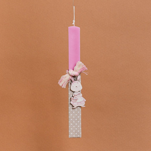 Λαμπάδα Στολισμένη “Λαγός” Ροζ σε Συσκευασία Δώρου