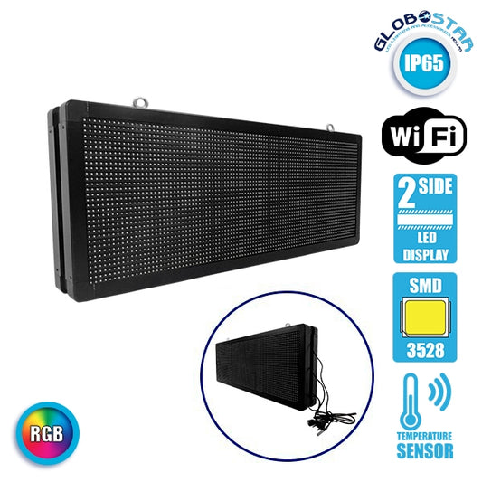 90325 Κυλιόμενη Ψηφιακή Επιγραφή P10 LED SMD AC 220-240V με Wi-Fi - Αδιάβροχή IP65 - Διπλής Όψης - Μ104 x Π12 x Υ40cm RGBW