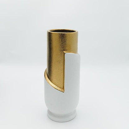 ΒΑΖΟ ΚΕΡΑΜΙΚΟ ΛΕΥΚΟ - ΧΡΥΣΟ 12.5x12.5x30.5