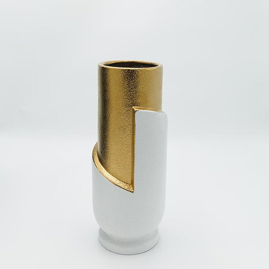 ΒΑΖΟ ΚΕΡΑΜΙΚΟ ΛΕΥΚΟ - ΧΡΥΣΟ 12.5x12.5x30.5
