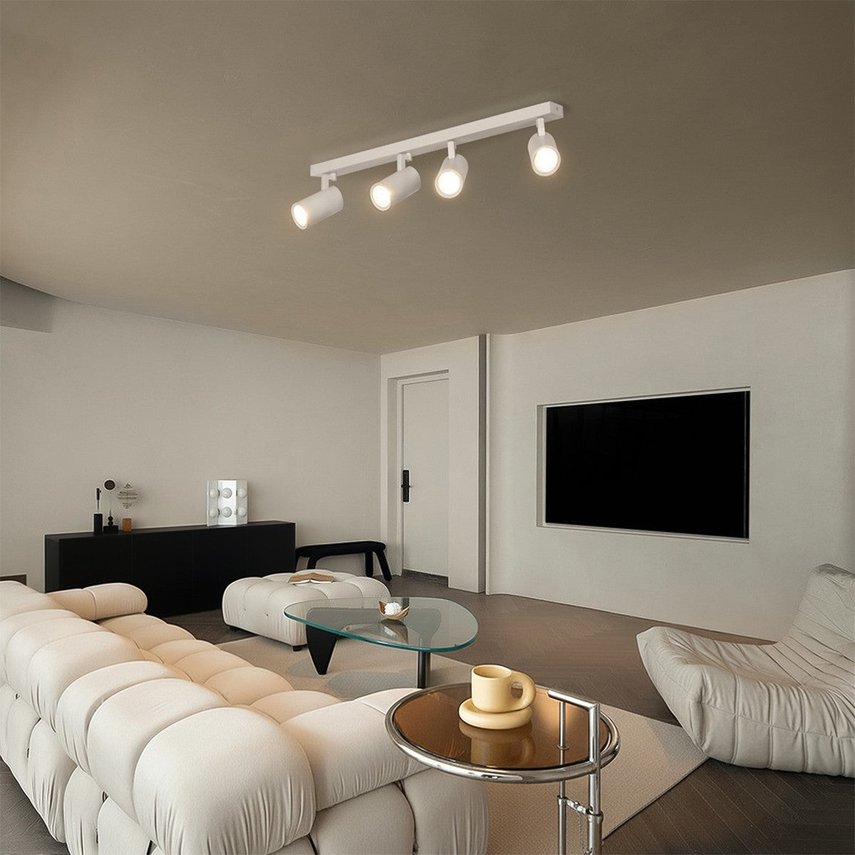 SPOTA KLV-101-0141 Κινούμενο Φωτιστικό Σποτ Οροφής για 4 Λάμπες MR16 με Ντουί GU10 AC 220-240V IP20 - Λευκό Ματ - Μ64 x Π6 x Υ14