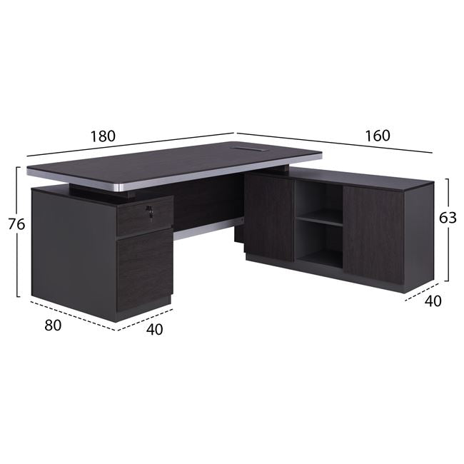 ΕΠΑΓΓΕΛΜΑΤΙΚΟ ΓΡΑΦΕΙΟ ΔΕΞΙΑ ΓΩΝΙΑ ROSEWOOD 180x160x76