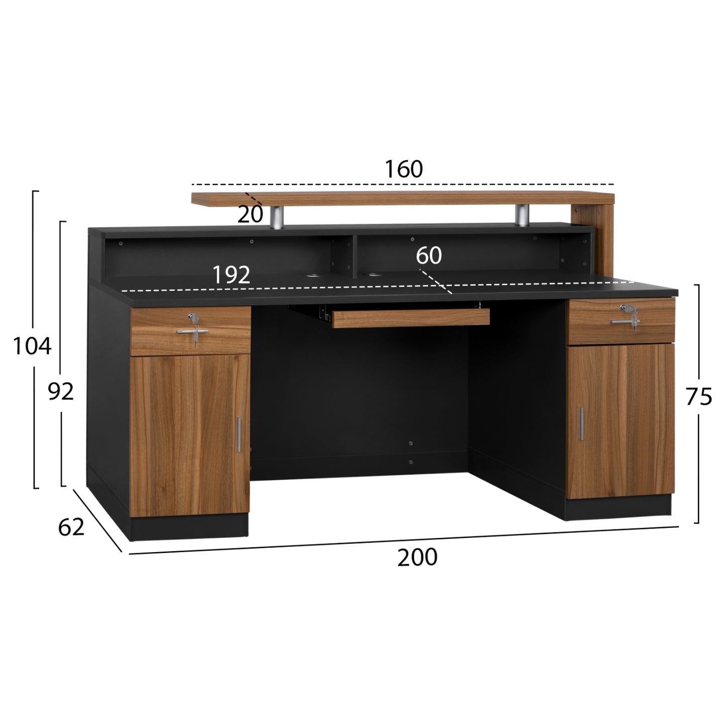 PROFESSIONAL RECEPTION DESK SUPREME 200x62x104