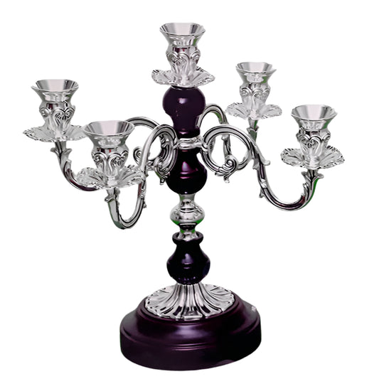 Κηροπήγιο Επάργυρο με Ξύλινη Βάση