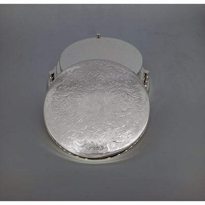 Σετ 6 Επάργυρα Στρογγυλά Σουβέρ με Βάση 10εκ