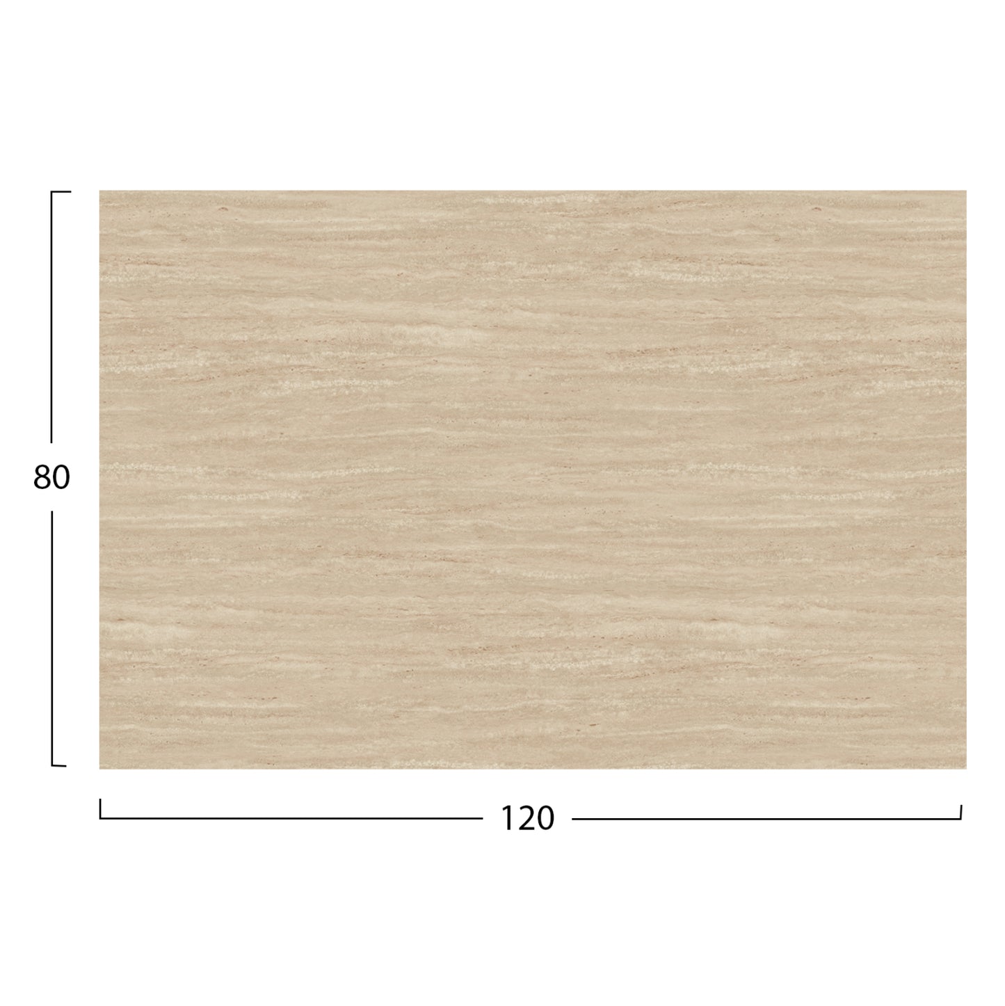 HPL RECTANGULAR TABLETOP TRAVERTINE 120x80cm