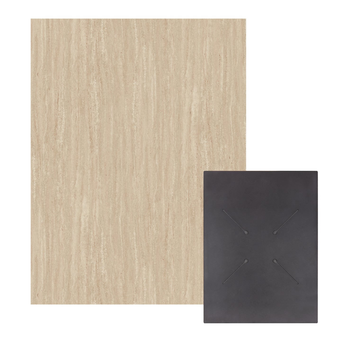 RECTANGULAR HPL TABLETOP TRAVERTINE STONE 60x80cm