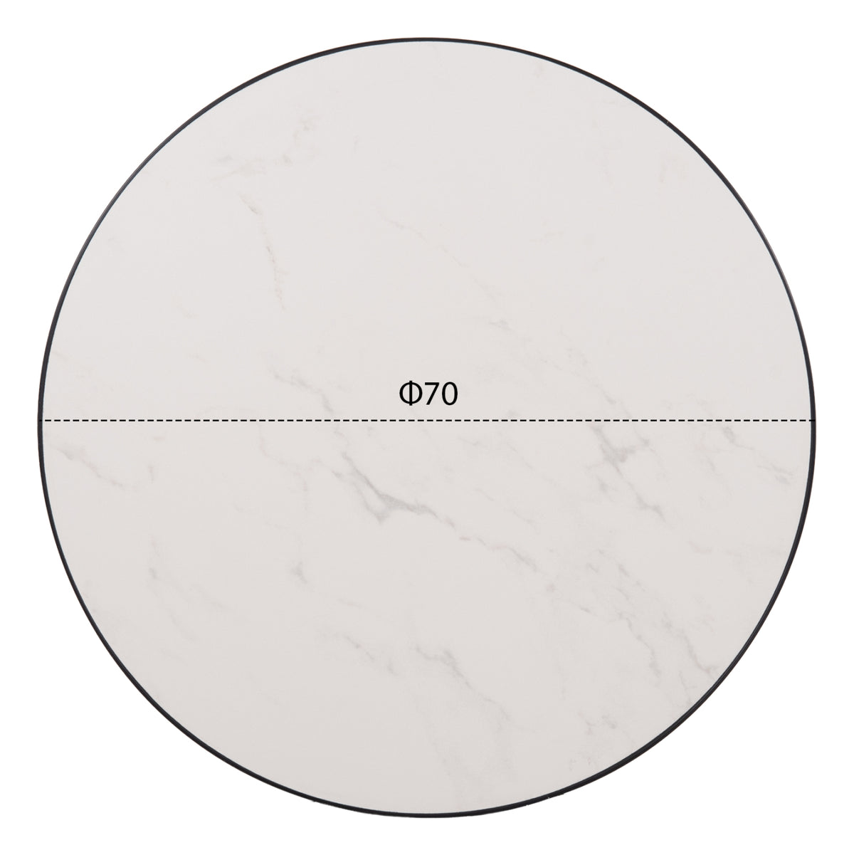 SINTERED STONE TABLE TOP WHITE MARBLE, BLACK ALU FRAME, Φ70cm