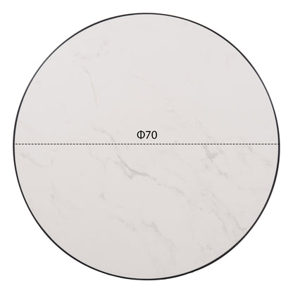 SINTERED STONE TABLE TOP WHITE MARBLE, BLACK ALU FRAME, Φ70cm