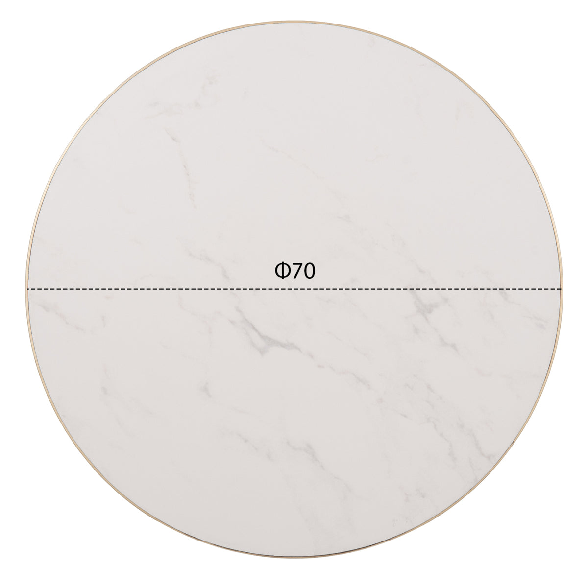 SINTERED STONE TABLETOP WITH GOLD ALUMINUM FRAME D70CM