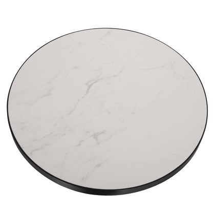 SINTERED STONE TABLE TOP WHITE MARBLE, BLACK ALU FRAME, Φ70cm