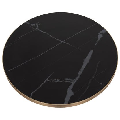 ΕΠΙΦΑΝΕΙΑ ΤΡΑΠΕΖΙΟΥ SINTERED STONE BLACK MARBLE ΠΛΑΙΣΙΟ ALU ΧΡΥΣΟ Φ70εκ