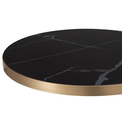 ΕΠΙΦΑΝΕΙΑ ΤΡΑΠΕΖΙΟΥ SINTERED STONE BLACK MARBLE ΠΛΑΙΣΙΟ ALU ΧΡΥΣΟ Φ70εκ