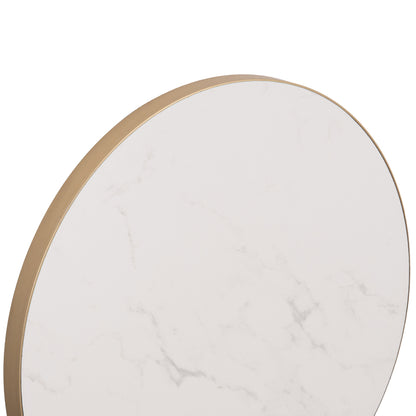 SINTERED STONE TABLETOP WITH GOLD ALUMINUM FRAME D70CM