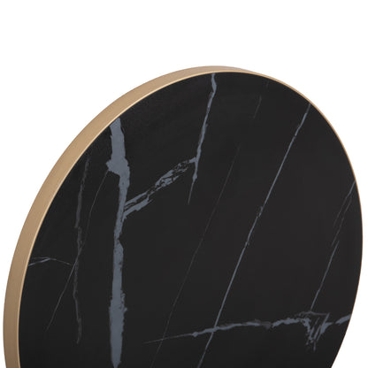 ΕΠΙΦΑΝΕΙΑ ΤΡΑΠΕΖΙΟΥ SINTERED STONE BLACK MARBLE ΠΛΑΙΣΙΟ ALU ΧΡΥΣΟ Φ70εκ
