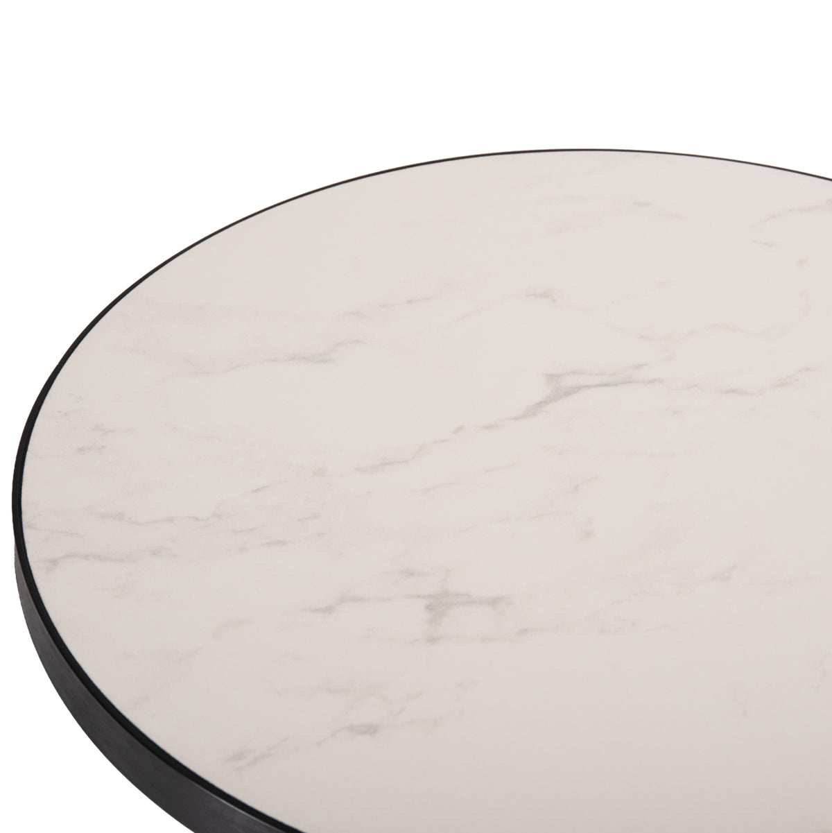 SINTERED STONE TABLE TOP WHITE MARBLE, BLACK ALU FRAME, Φ70cm