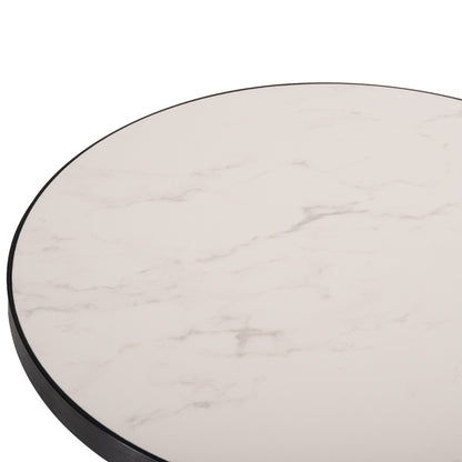 SINTERED STONE TABLE TOP WHITE MARBLE, BLACK ALU FRAME, Φ70cm