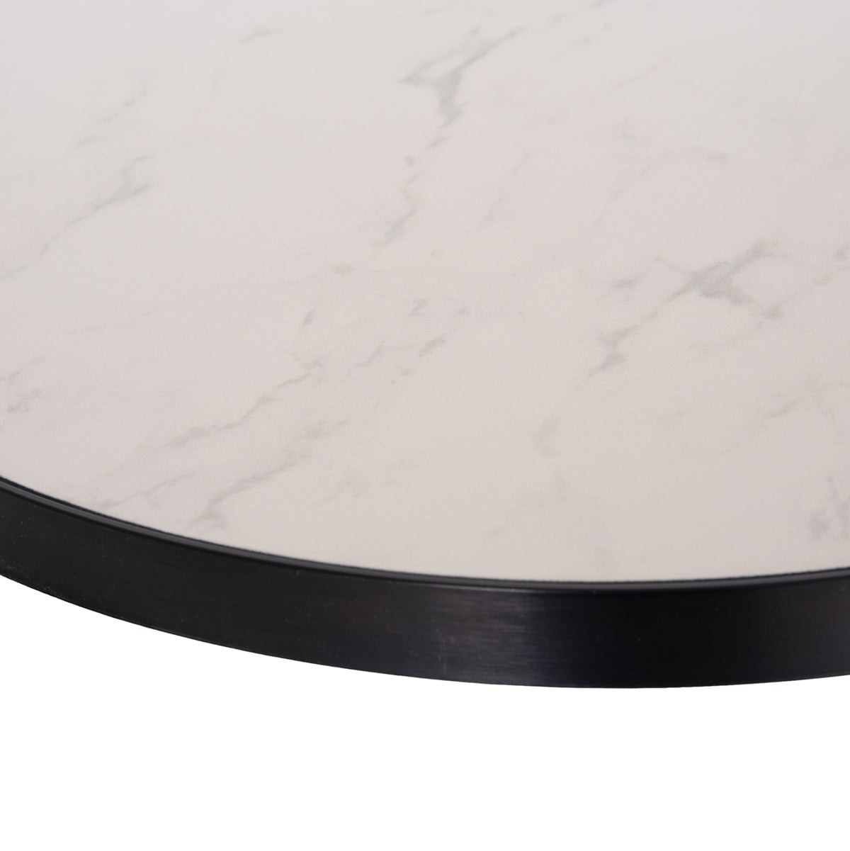 SINTERED STONE TABLE TOP WHITE MARBLE, BLACK ALU FRAME, Φ70cm