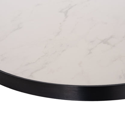 SINTERED STONE TABLE TOP WHITE MARBLE, BLACK ALU FRAME, Φ70cm