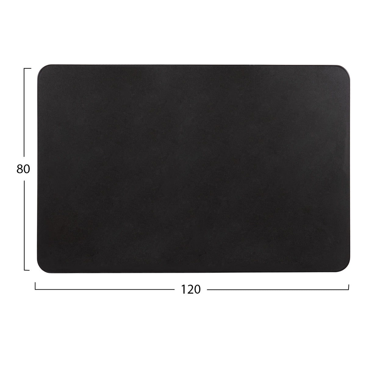 RECTANGULAR SINTERED STONE TABLE TOP, BLACK ALU FRAME, 120x80cm