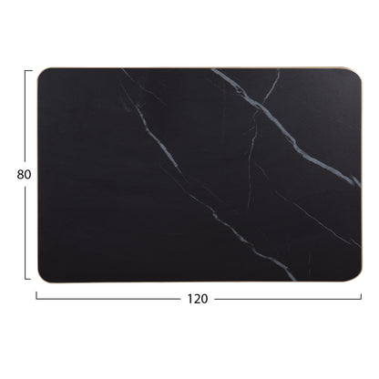 TABLETOP SINTERED STONE BLACK MARBLE GOLD ALU FRAME 120x80cm