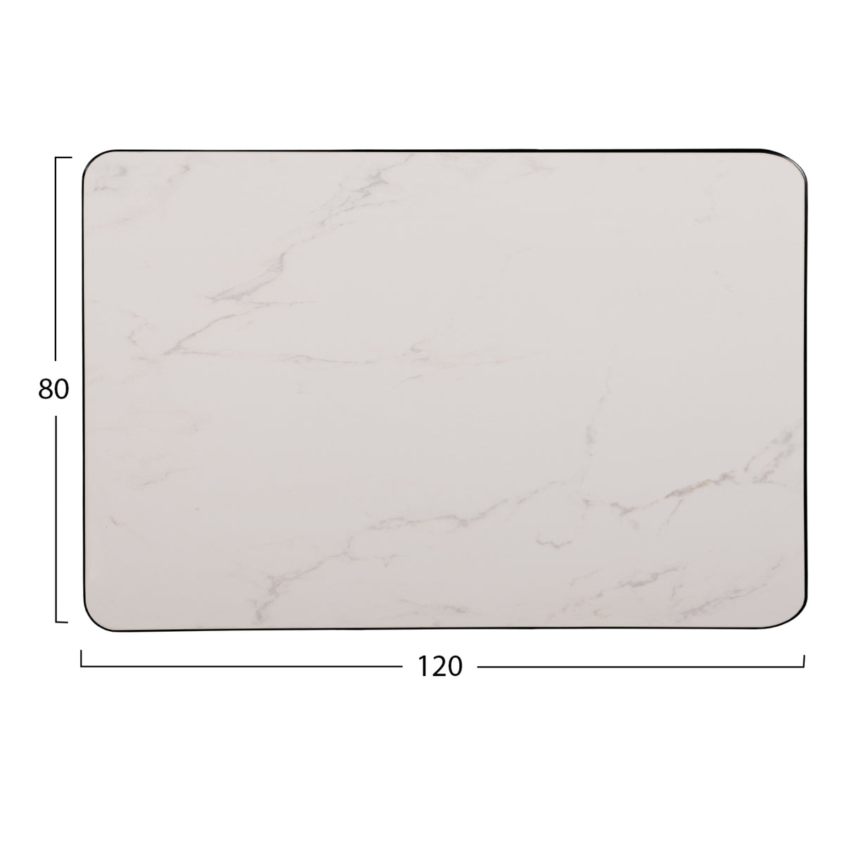 ΕΠΙΦΑΝΕΙΑ ΤΡΑΠΕΖΙΟΥ SINTERED STONE WHITE MARBLE ΠΛΑΙΣΙΟ ALU ΜΑΥΡΟ 120x80εκ