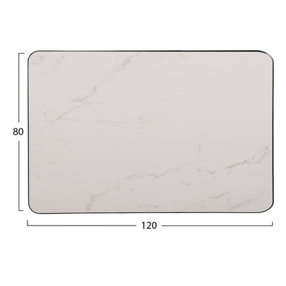 ΕΠΙΦΑΝΕΙΑ ΤΡΑΠΕΖΙΟΥ SINTERED STONE WHITE MARBLE ΠΛΑΙΣΙΟ ALU ΜΑΥΡΟ 120x80εκ