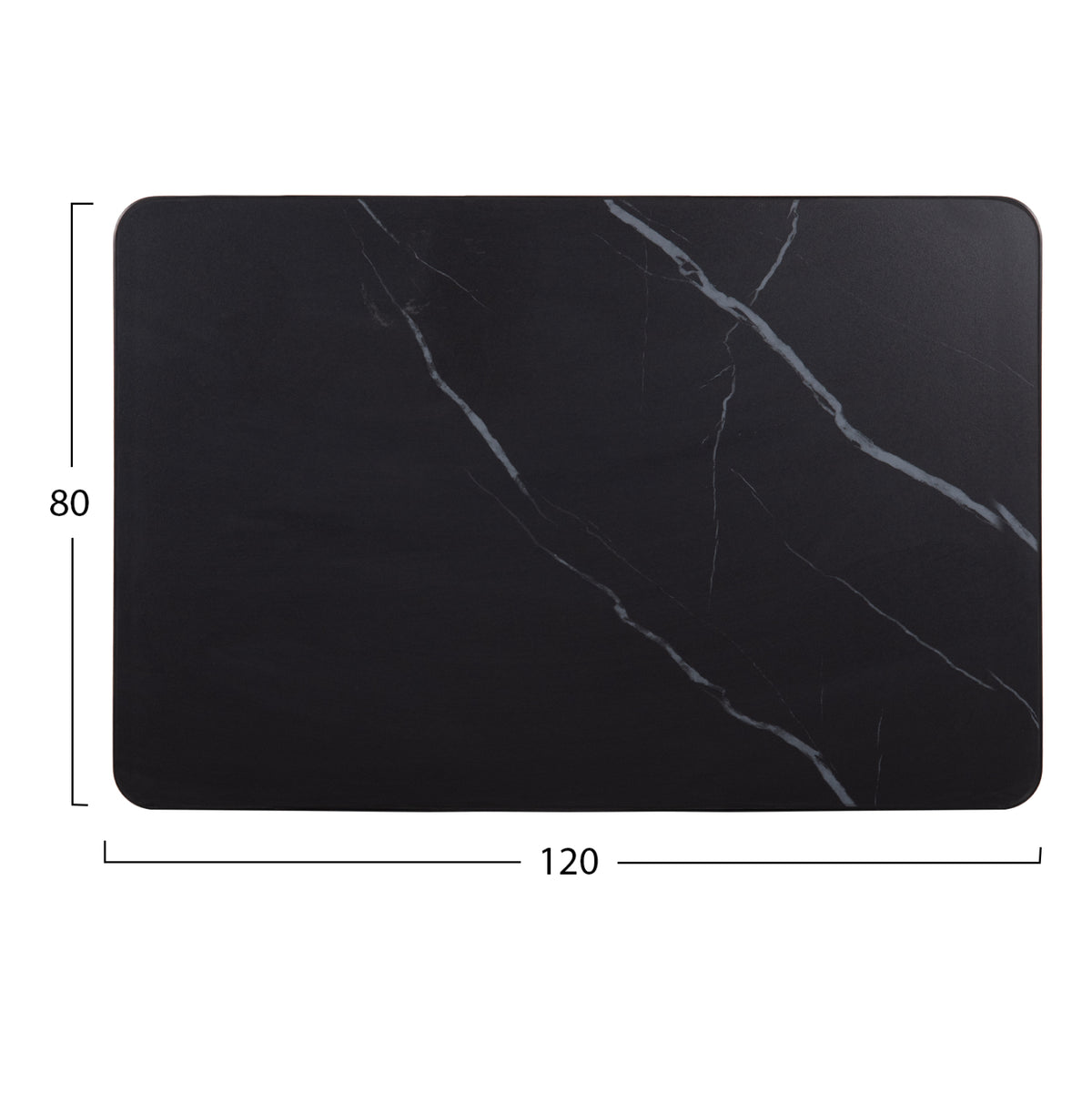 SINTERED STONE TABLETOP RECTANGULAR BLACK ALU FRAME 120x80cm
