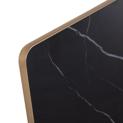 TABLETOP SINTERED STONE BLACK MARBLE GOLD ALU FRAME 120x80cm