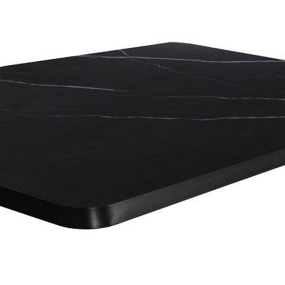 SINTERED STONE TABLETOP RECTANGULAR BLACK ALU FRAME 120x80cm