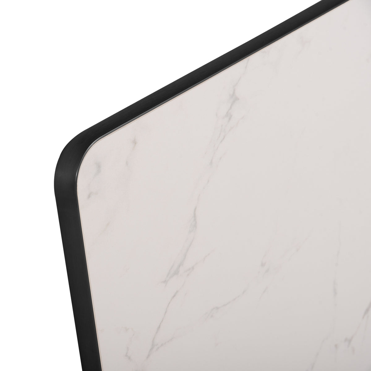 ΕΠΙΦΑΝΕΙΑ ΤΡΑΠΕΖΙΟΥ SINTERED STONE WHITE MARBLE ΠΛΑΙΣΙΟ ALU ΜΑΥΡΟ 120x80εκ