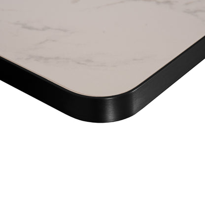 ΕΠΙΦΑΝΕΙΑ ΤΡΑΠΕΖΙΟΥ SINTERED STONE WHITE MARBLE ΠΛΑΙΣΙΟ ALU ΜΑΥΡΟ 120x80εκ