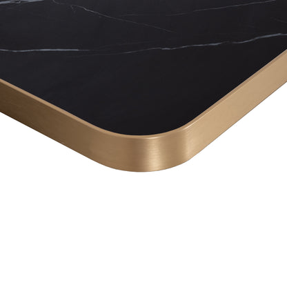 TABLETOP SINTERED STONE BLACK MARBLE GOLD ALU FRAME 120x80cm