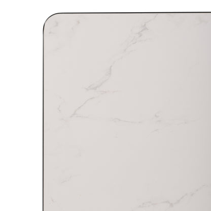 ΕΠΙΦΑΝΕΙΑ ΤΡΑΠΕΖΙΟΥ SINTERED STONE WHITE MARBLE ΠΛΑΙΣΙΟ ALU ΜΑΥΡΟ 120x80εκ