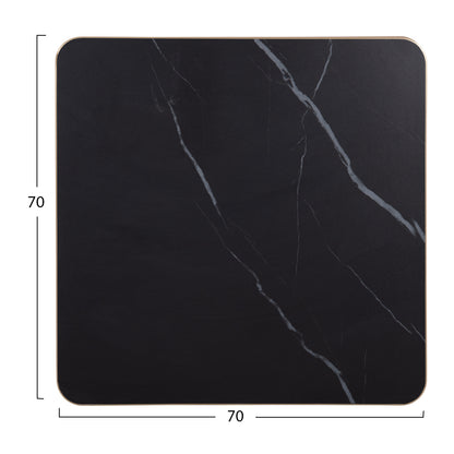 SINTERED STONE TABLE TOP BLACK MARBLE GOLD ALU FRAME 70x70cm