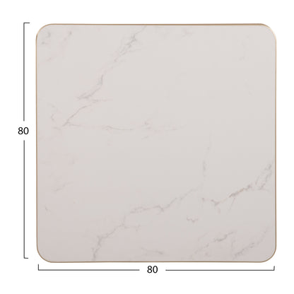 SINTERED STONE TABLE TOP SQUARE ALU FRAME GOLD 80x80cm