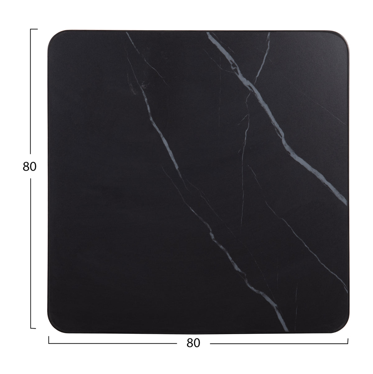 SINTERED STONE TABLE TOP SQUARE BLACK ALU FRAME 80x80cm