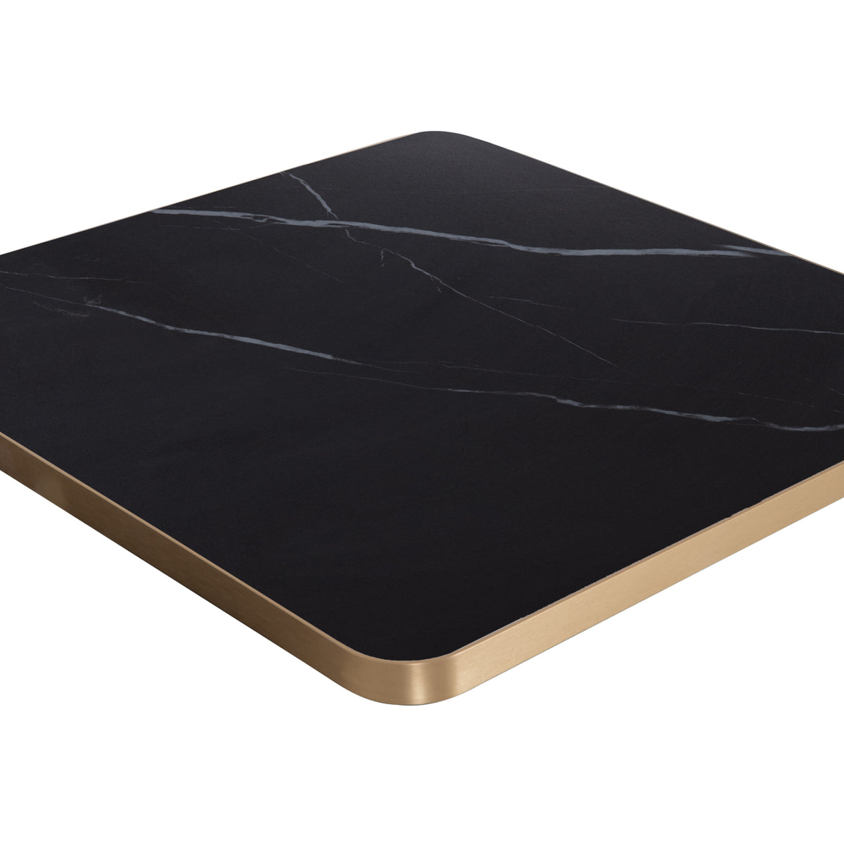 ΕΠΙΦΑΝΕΙΑ ΤΡΑΠΕΖΙΟΥ SINTERED STONE BLACK MARBLE ΠΛΑΙΣΙΟ ALU ΧΡΥΣΟ 80x80εκ